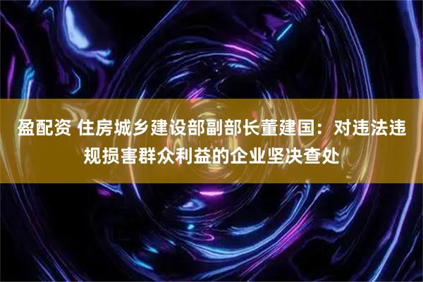 盈配资 住房城乡建设部副部长董建国：对违法违规损害群众利益的企业坚决查处
