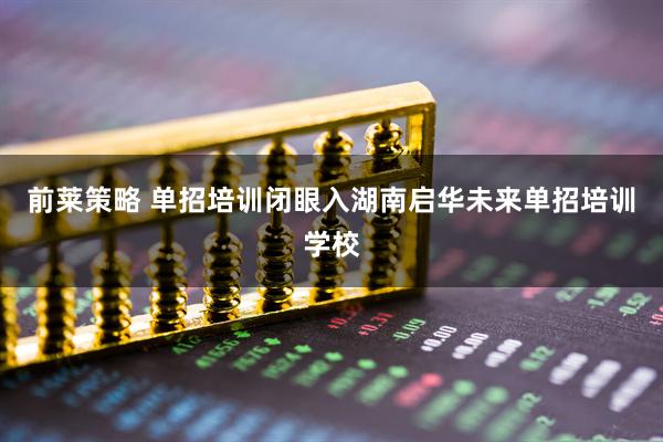 前莱策略 单招培训闭眼入湖南启华未来单招培训学校